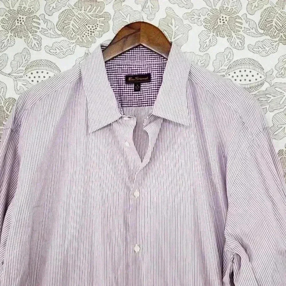 Excellent Ben Sherman Striped Button down Long sleeve Men's Dress Shirt XXL - Picture 1 of 8